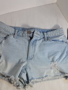 Silver Jeans Light Blue Distressed Denim Shorts